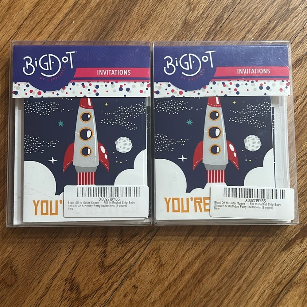 Rocket Ship Kids Personalized Party Invitations